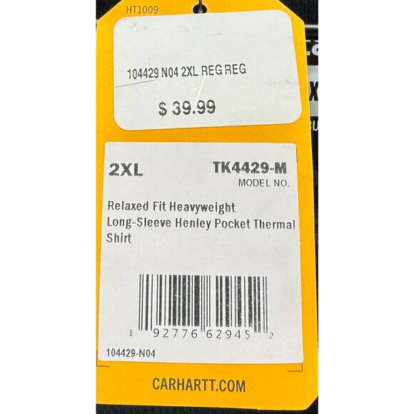 Carhartt NEW Relaxed Fit Heavyweight Pocket Henley Men’s Big&Tall Size 2XL Black - Picture 7 of 9